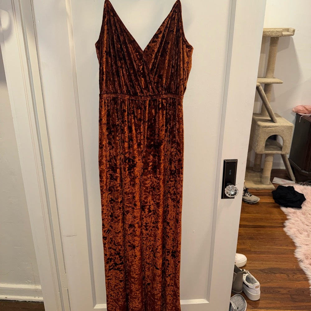 Show Me Your MuMu Rust Velvet Dress